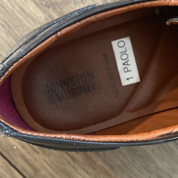 Johnston & Murphy Mens Meade Cap Toe Black Dress Shoe | 9 1/2 - Picture 7 of 12